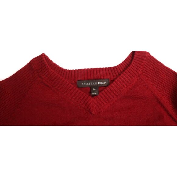MEN'S RED V-NECK PULLOVER SWEATER - CHATHAM ROAD - SIZE M - Picture 3 of 4